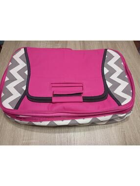 Pink and Gray Chevron Patterned Travel Organizer Bag